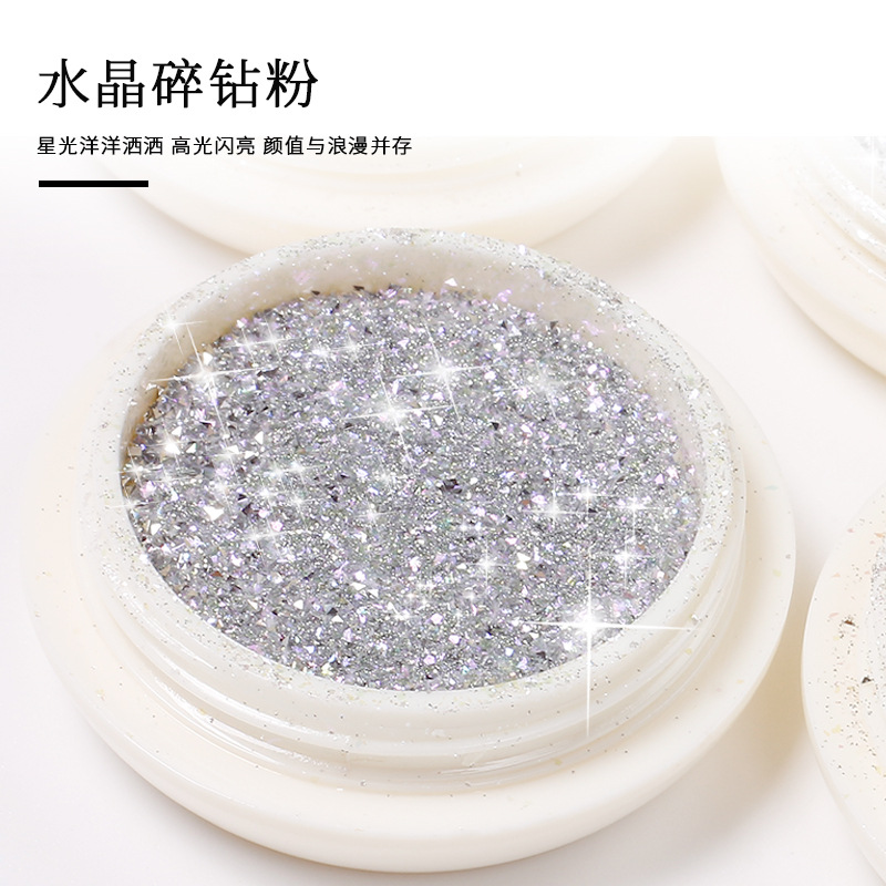 2022 nuevo en línea celebridad sueño diamante polvo uñas micro diamante flash reflectante disco Alta Luz cristal polvo de uñas polvo