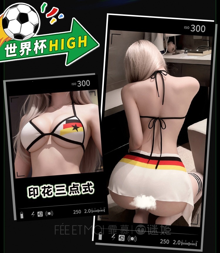 Feimu Cheerleader Football Babe Costume Set with Top, Shorts, Skirt Panel, Socks and Eye Mask — detail image 17
