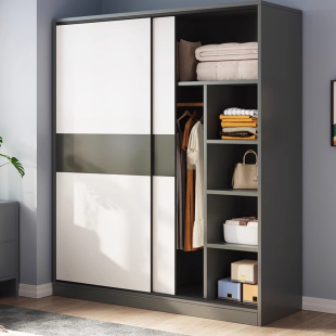 sliding door wardrobe household bedroom rental room economical simple cabinet sturdy and durable solid wood children's wardrobe