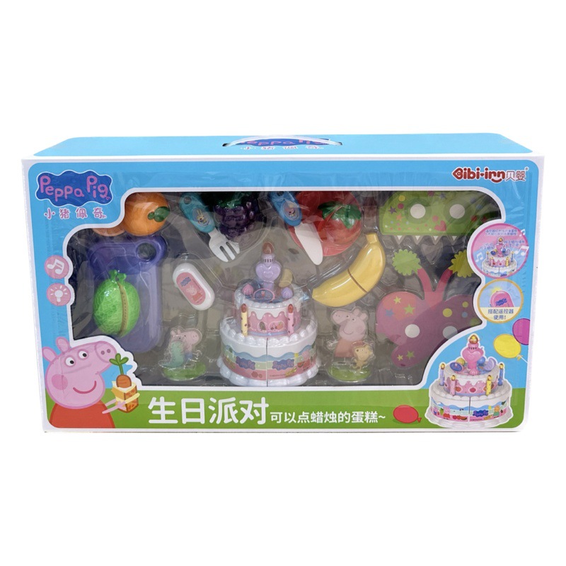 Piggy play House Peppa pastel de cumpleaños sensor infrarrojo control remoto luz que sopla la vela madre y el bebé al por mayor