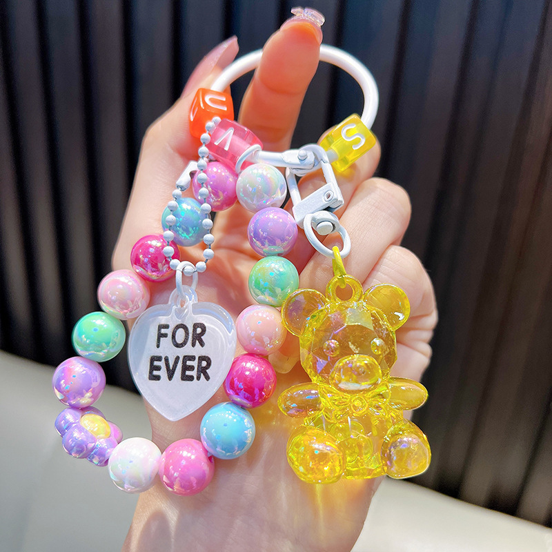 Cuentas de asiento osos colgantes de llaves de bolsos acrílicos exquisitos colgantes de llaves de automóvil colgantes pequeños regalos al por mayor