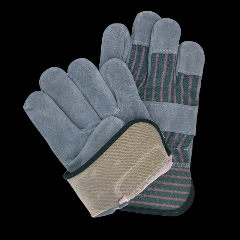 Raya de color tela de nuevo AB grado martillo de piel de vaca soldadura eléctrica trabajo de soldadura trabajo de aislamiento térmico antideslizante guantes resistentes al desgaste al por mayor image 3