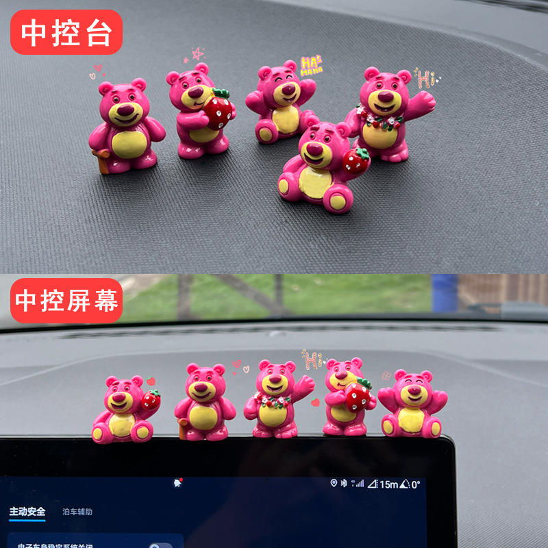 Strawberry Bear Auto Número de estacionamiento temporal Modelo femenino lindo Coche móvil Tarjeta de teléfono Decoración del coche Decoración del coche