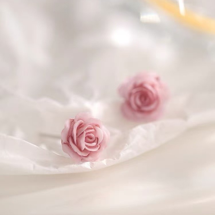 925银针玫瑰花耳钉女小众轻奢2025新款爆款高级感耳环耳饰|undefined