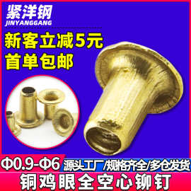 管状全空心铜鸡眼钉黄铜鸡眼小空心铆钉金属小鸡眼扣批发2/3/4MM