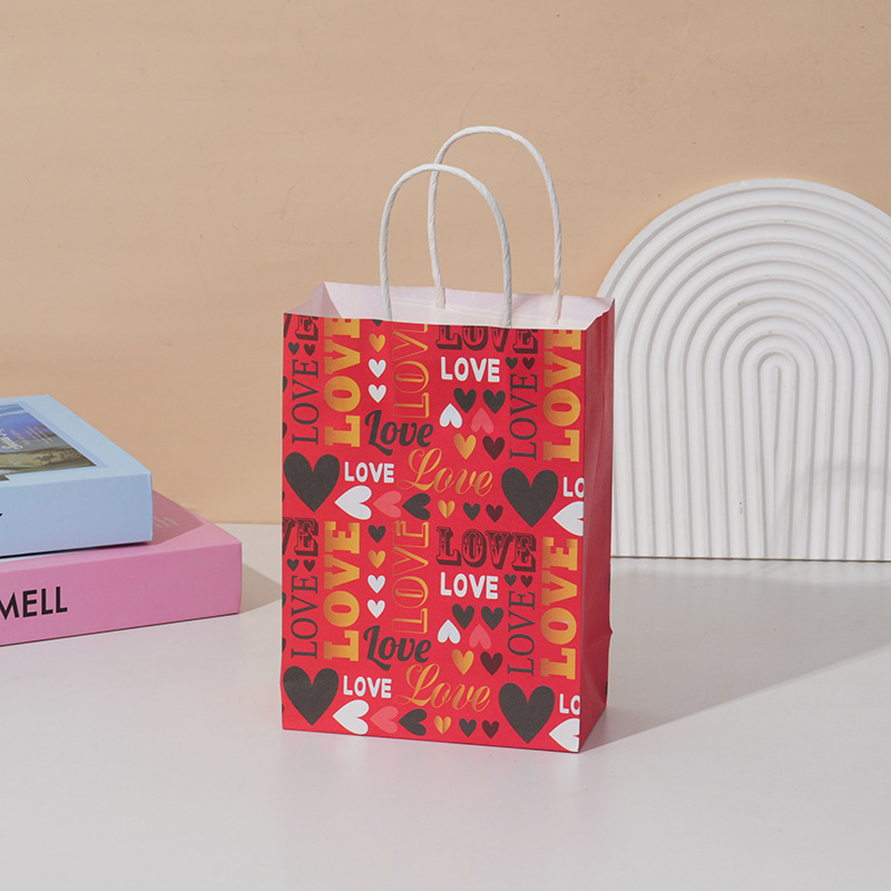 Bolsa de regalo de día de San Valentín, bolsa de leche de flores, bolsa de papel kraft, bolsa de impresión, bolsa de regalo, bolsa