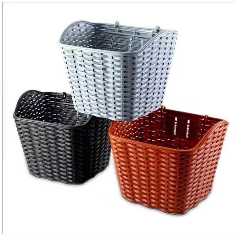 Plastic Ingot Basket for Electric Vehicles, Scooter, Electric Motorcycle, Dual-Use Front and Rear with Cover, Enlarged Basket for Carrying Vegetables