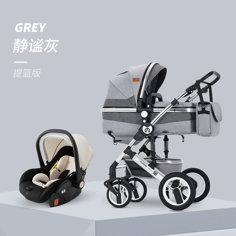 Cochecito cuatro en uno Asiento de seguridad para bebé recién nacido bidireccional Asiento de automóvil tipo cesta Cochecito tres en uno para bebé