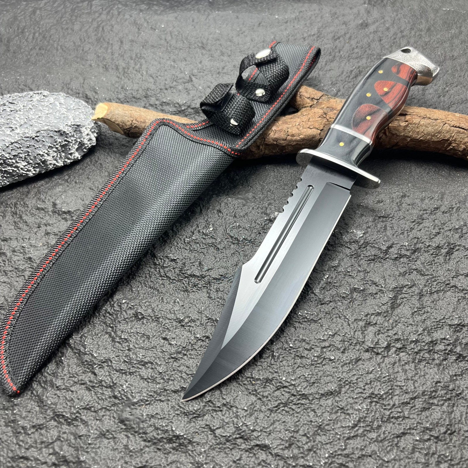 高硬度一体龙骨直刀多功能户外求生战术刀荒野露营多用锋利钓鱼刀