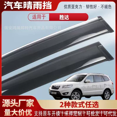 Suitable for 07-26 Hyundai Santa Fe Window Rain Shield Acrylic Car Rain Visor Rain Guard Exterior Modification Accessories (Rain shield) - black-and-transparent-terms-4-pieces-07-12-shengda