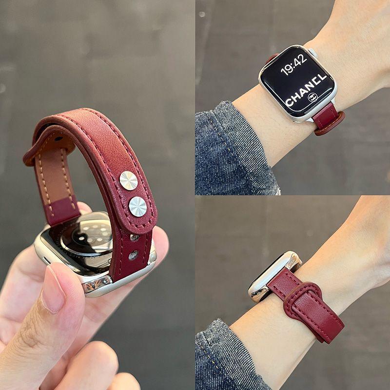 [Ankora Red] Suitable for Apple S11 Watch Strap S10/9/8/7/6/5/4/Se Double Stud Buckle Belt 3