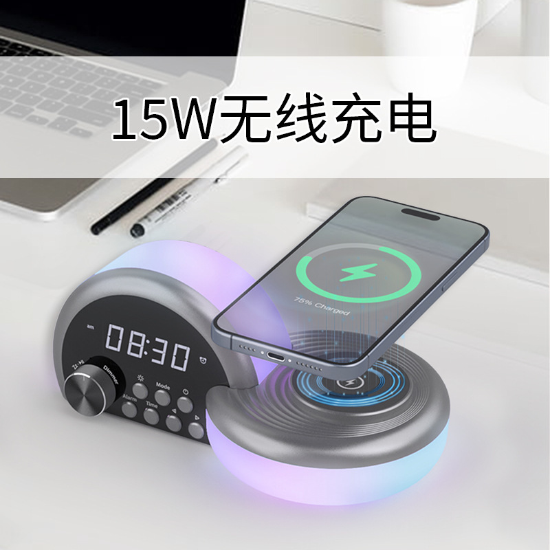 人気のカスタマイズ可能な Bluetooth スピーカー多機能スピーカー、アンビエントライト付き Bluetooth スピーカー時計目覚まし時計スピーカー|undefined