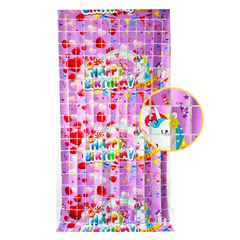 Cross-border Amazon cartoon unicorn square rain curtain full moon children's birthday party background decoration square curtain