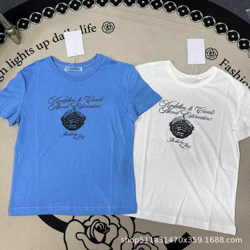 2026 Summer New College Style Slim Fit Niche Logo Print Round Neck Short Sleeve T-Shirt Top for Women Trendy 2026 Summer New College Style Slim Fit Niche Logo Print Round Neck Short Sleeve T-Shirt Top for Women Trendy