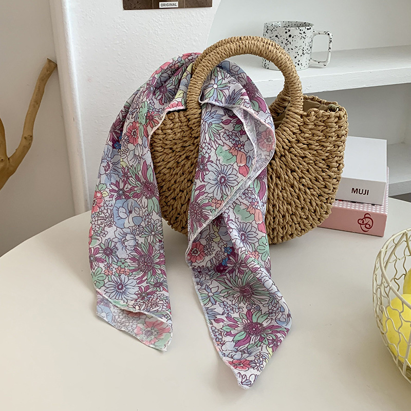 Cintas para el cabello, nueva impresión de letras coreanas, bufandas de seda, decoración profesional para mujeres, bufandas con bufandas cuadradas