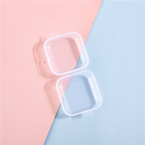 Anti-noise earplug box pp with lid small plastic box earplugs and earrings storage box transparent small square box mini plastic box