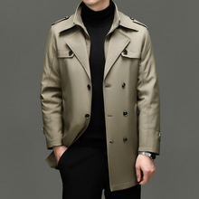 男士中长款风衣羊毛内胆外套秋冬中年时尚商务潮流西装领外套男装