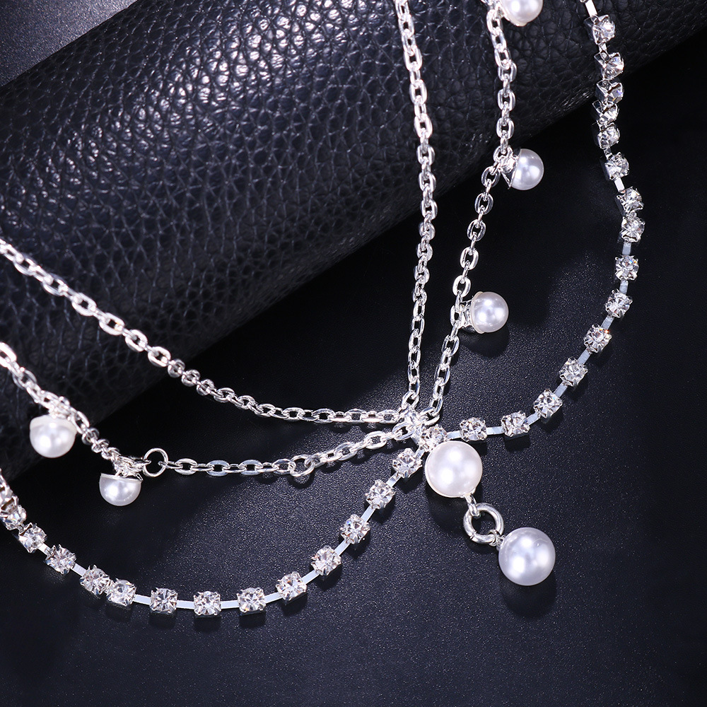 Bohemian pearl headdress Fashion multi layer versatile diamond headband female headdress_voghion.com