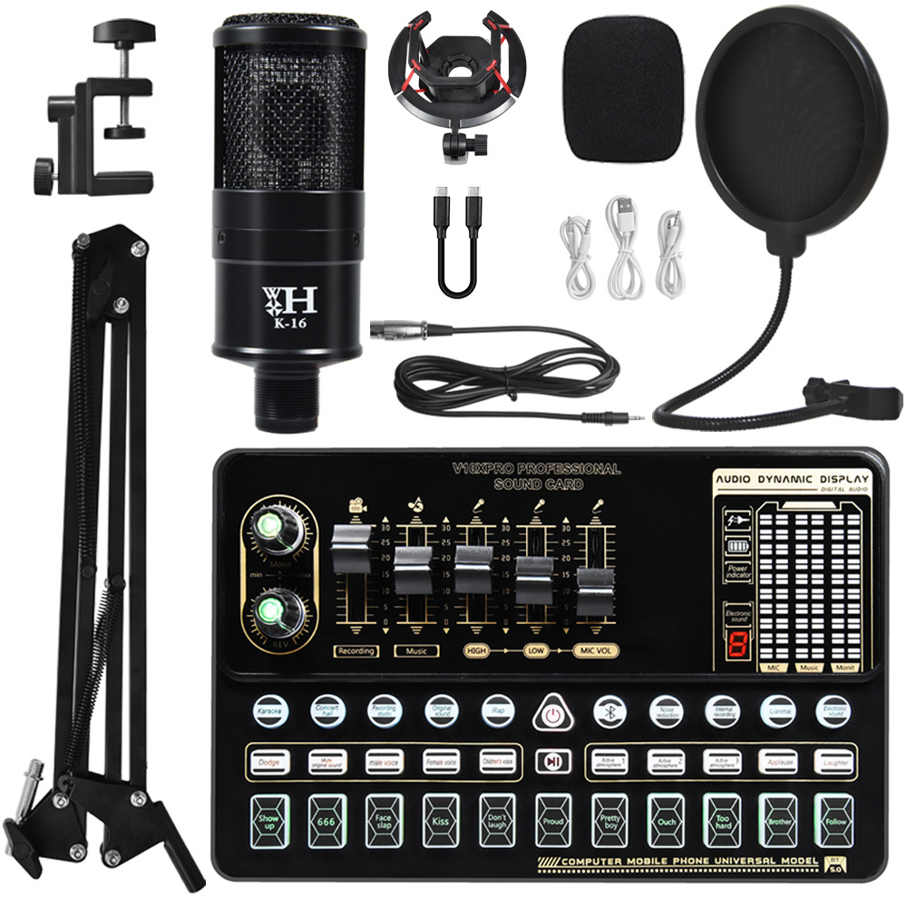 Tarjeta de sonido en vivo micrófono traje teléfono móvil computadora universal karaoke artefacto tarjeta de sonido transmisión en vivo equipo dedicado transfronterizo