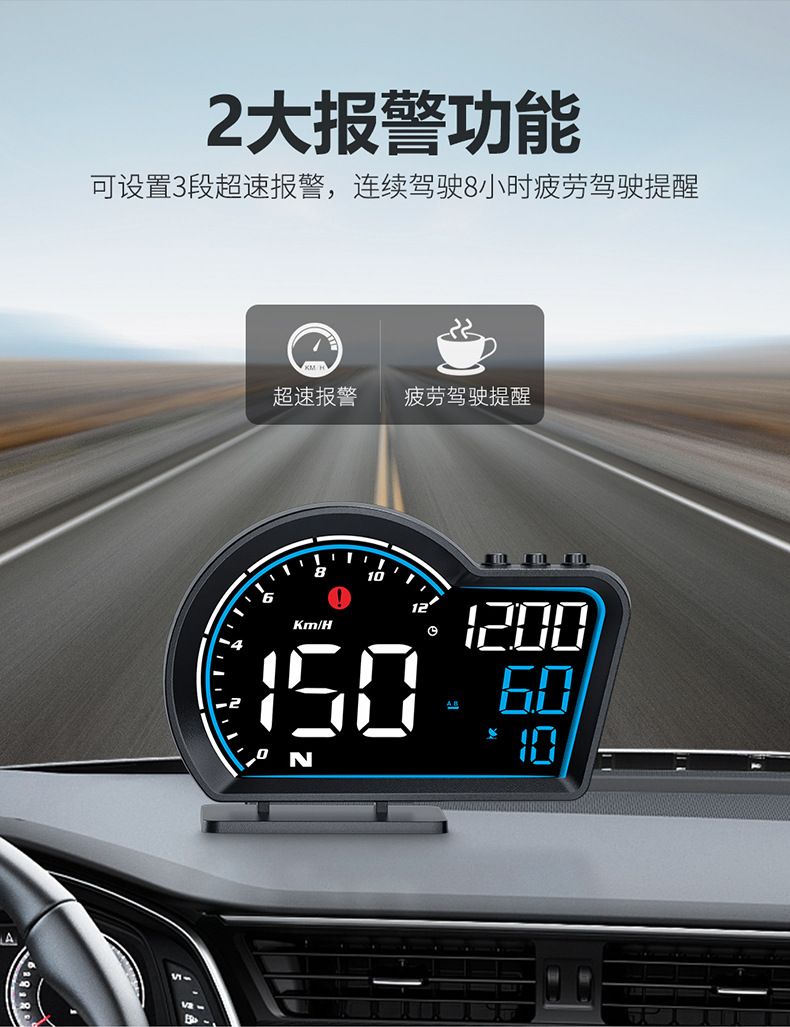 Car Universal Head-Up Display, In-Car Hud, Multi-Function Speedometer, Gps High-Definition Head-Up Display, Large Screen