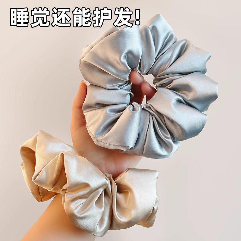 Satín para dormir almohada de cabello ondulado, anillo de cabello de intestino grueso, cuerda de cabeza de intestino grasa, pelotas de cuero cabelludo, cuerda de cabello