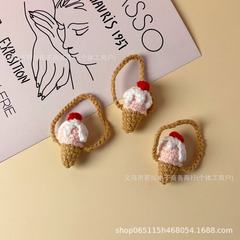 アイスクリームバッグ自嘲熊薔薇diyアクセサリーミニ毛糸編みぬいぐるみアクセサリー卸売り