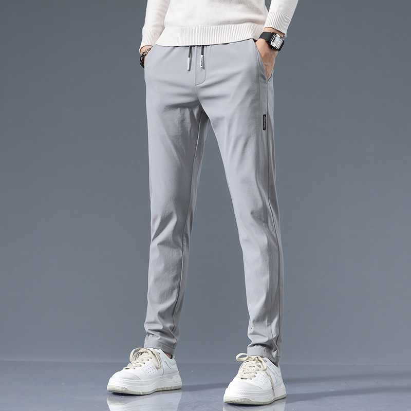 Ice Silk Casual Pants Men Loose 2025 Summer New Slim Straight Pants Men Trendy Versatile Sports Long Pants