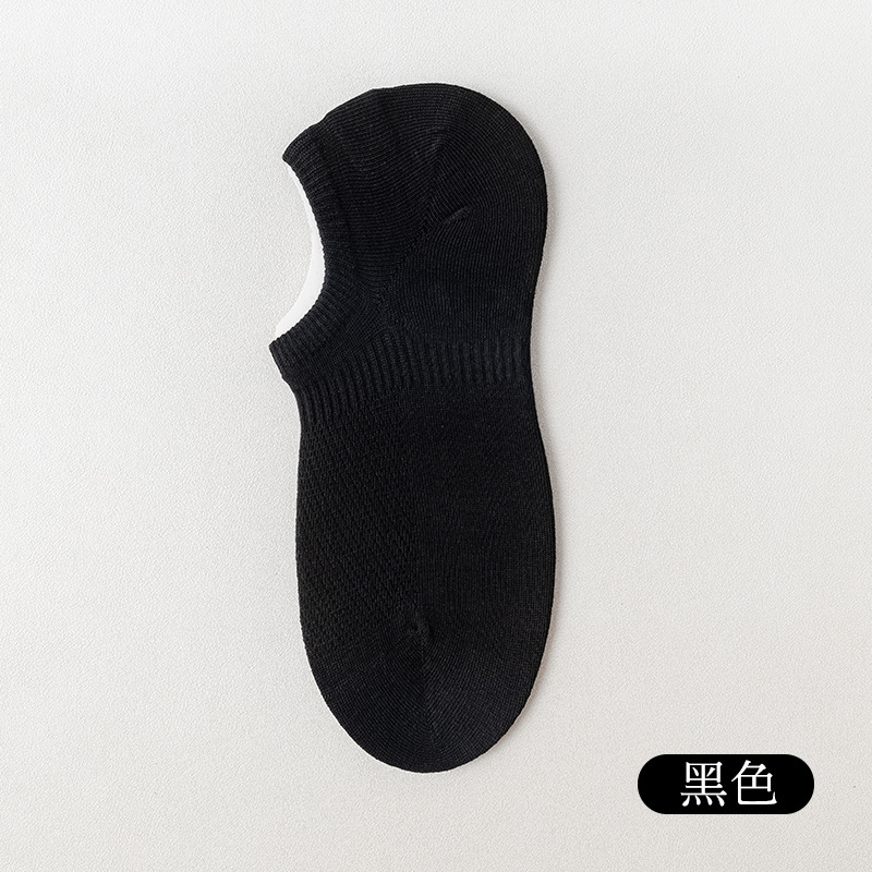 95% cotton nam mùa hè mỏng màu trơn lưới nông miệng vô hình tất silicone chống trượt chống mùi hôi cotton nguyên chất thuyền tất