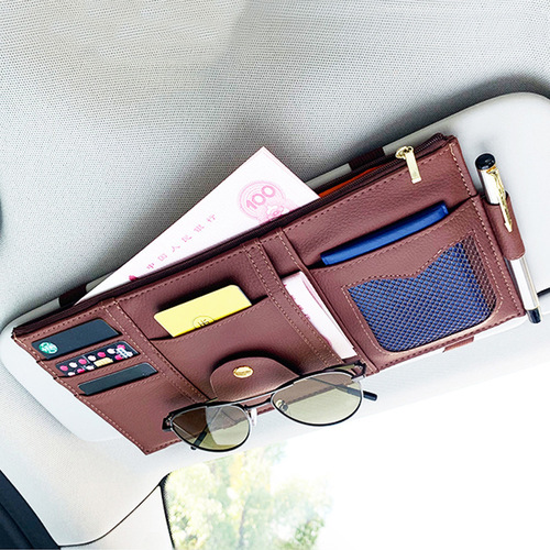 Multifunction Car Sunshade Cover Car Phone Sunshade Storage Bag Hook Bag Eyeglass Clip Bill Holder Identity Bag
