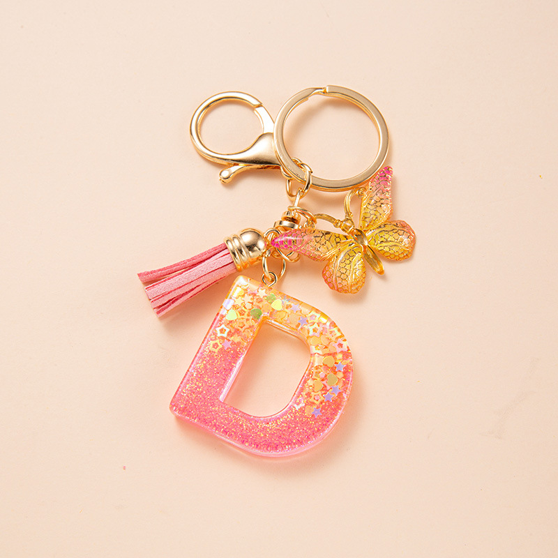 24g Weight Bag Pendant, Keychain Classification 1 Piece Quantity Holiday, Daily Occasion Resin Material Letter, Butterfly Pattern Unisex Gender Elegant, Commute Style Elegant Commute Letter Butterfly Resin Unisex Bag Pendant Keychain 3