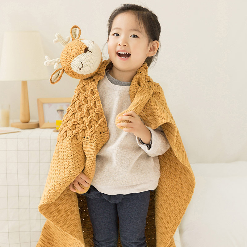 苏苏姐家挂式动物收纳毯 钩棒针宝宝毛线团编织材料包