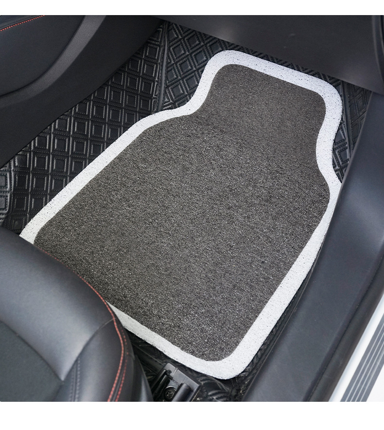 New car foot mat simple wire ring white edge car non-slip wear-resistant anti-dirty mat car seat Universal foot mat