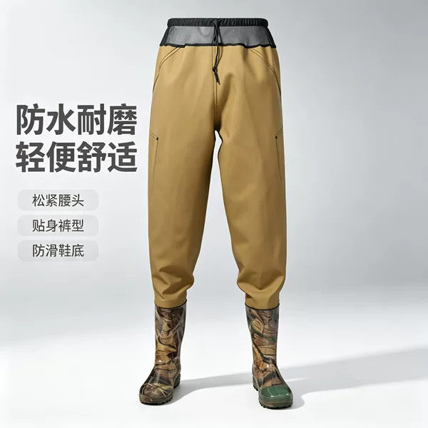 Ultra-light, wear-resistant, thickened waist-high one-piece wading pants for fishing, with a built-in harpoon and waterproof features