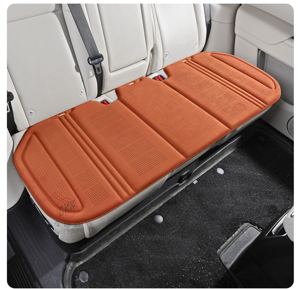 Car seat cushion for all seasons, single-piece seat pad, ventilated and breathable, made of latex and suede, semi-enclosed, non-slip, rear seat cushion