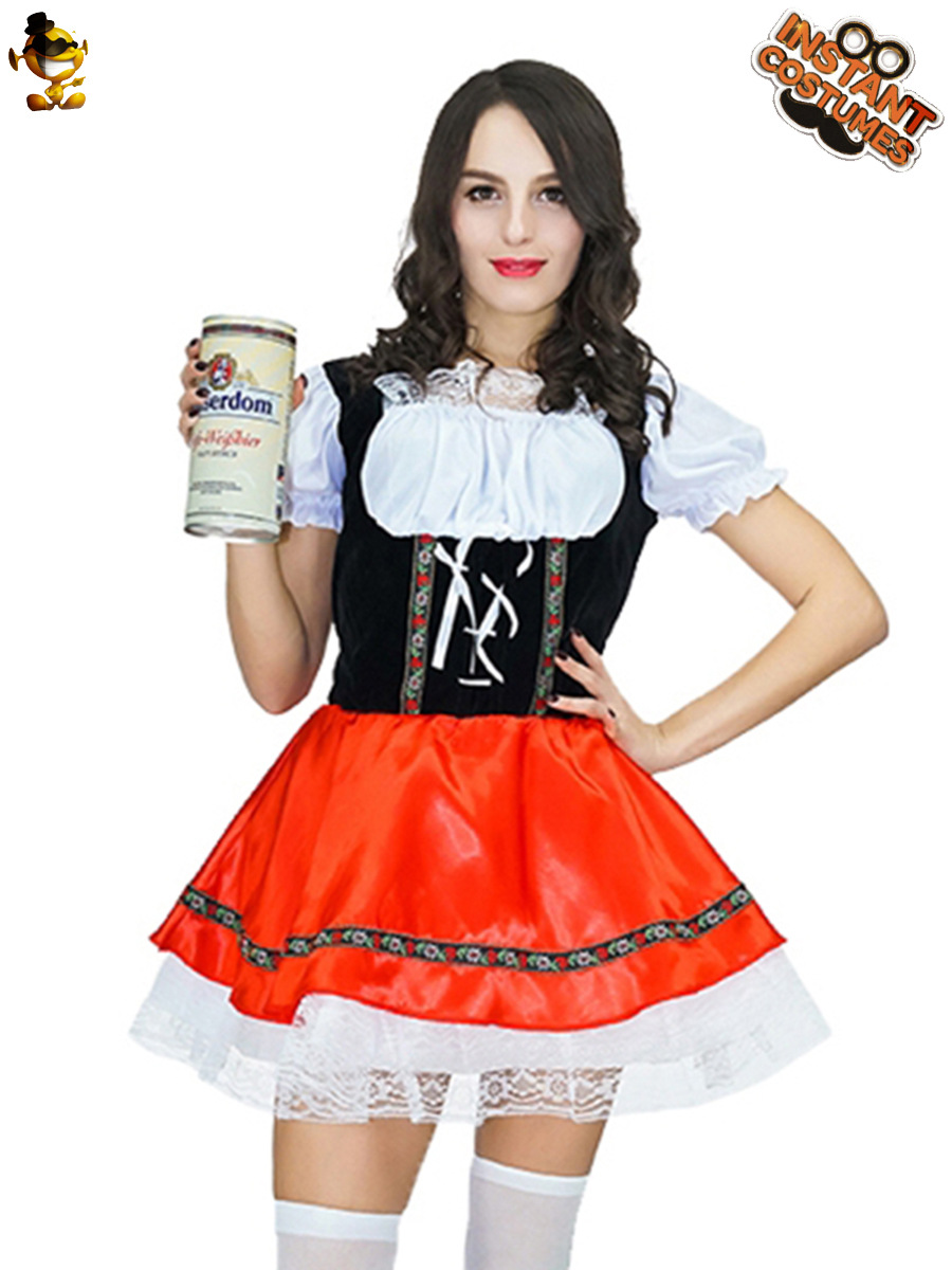 Traje de fiesta de cerveza alemana de las mujeres adultas Oktoberfest chica juego de rol traje de escenario image 3