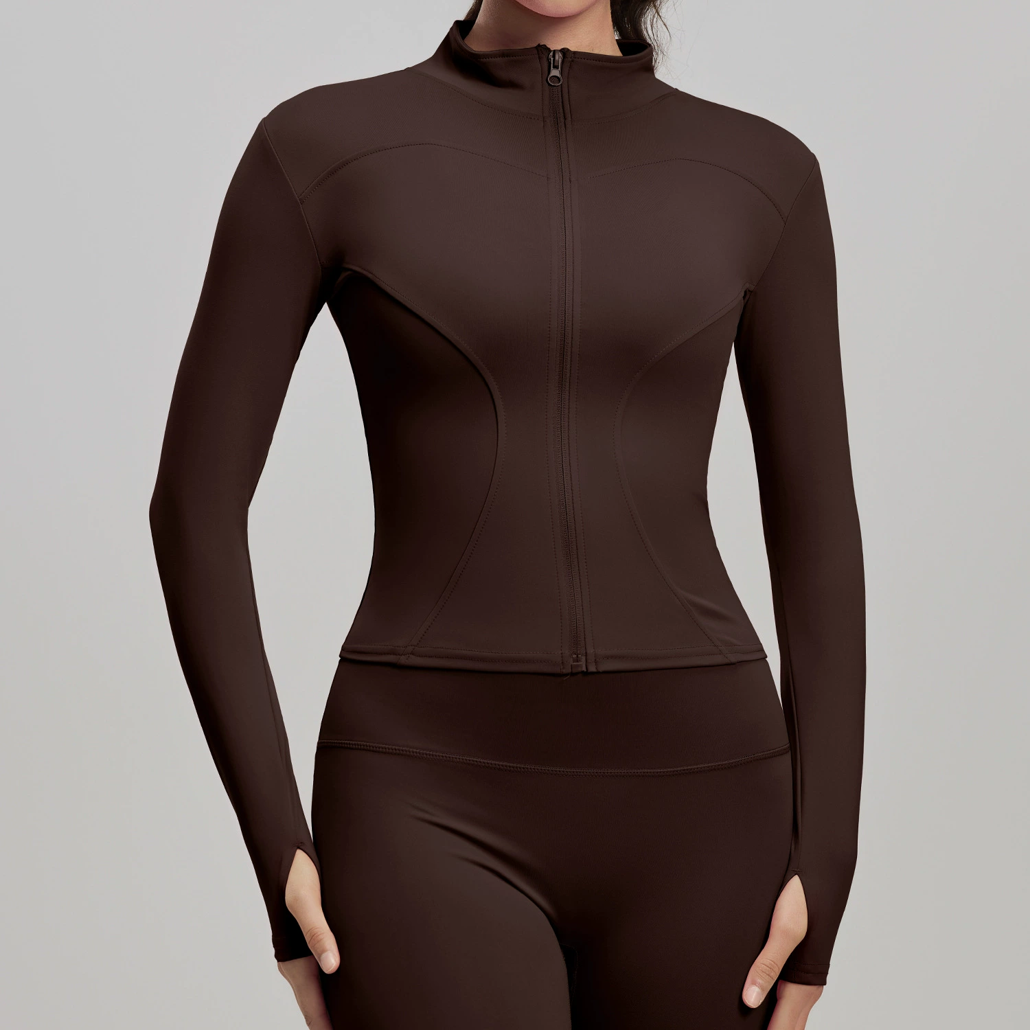 Дышащая йога-куртка — Slim-Fit с длинным рукавом для зала и бега, европейский стиль, размеры S–XXXL