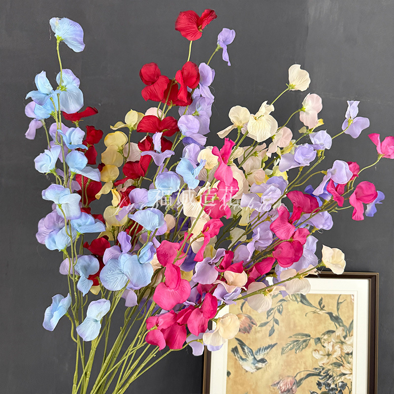 Artificial Flower Single Pea Flower Wedding Hall Decoration Flower Home Pastoral Monet Garden Style Fake Flower Silk Flower Artificial Flower Single Pea Flower Wedding Hall Decoration Flower Home Pastoral Monet Garden Style Fake Flower Silk Flower