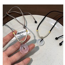 新中式国潮可调节玉髓平安扣吊坠项链2003手工编织天然玛瑙项坠