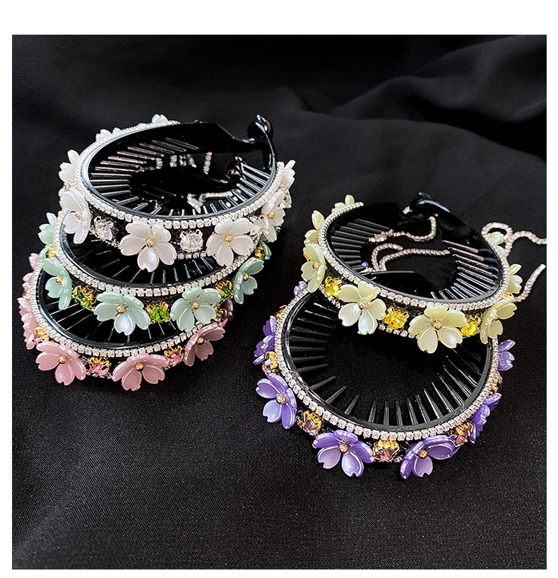 Simple Style Flower Arylic Tassel Stoving Varnish Inlay Rhinestones Hair Buckle 1 Piece display picture 2