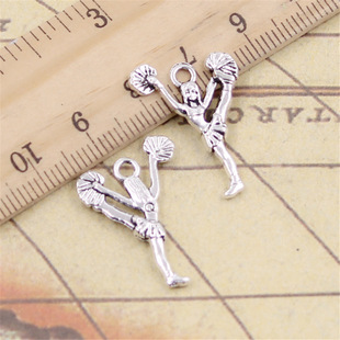 Ancient silver cheerleader DIY jewelry accessories pendant charm necklace bracelet pendant