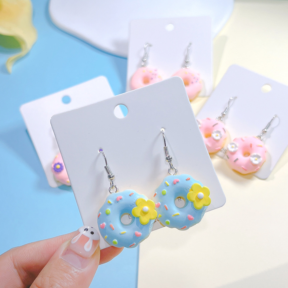 1 Pair Sweet Donuts Resin Drop Earrings display picture 3