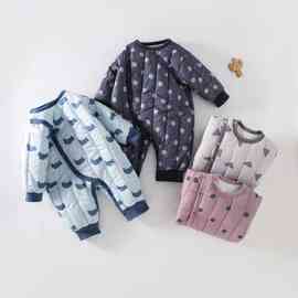 爬服幼儿秋冬棉服婴儿哈衣A类极简风新生婴宝宝加厚保暖冬季衣服