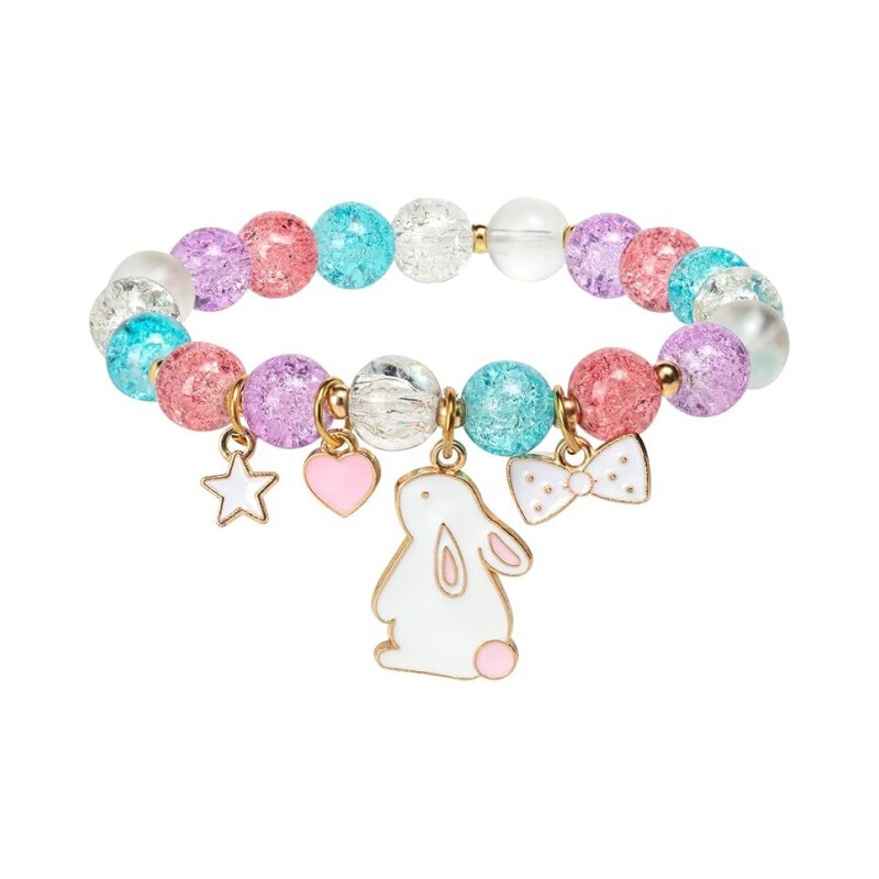 Cross-Border Best-Selling Easter Colorful Soft Clay Bracelet Set with Rabbit and Egg Pendants, Colorful Letter Charms, Easter Gift