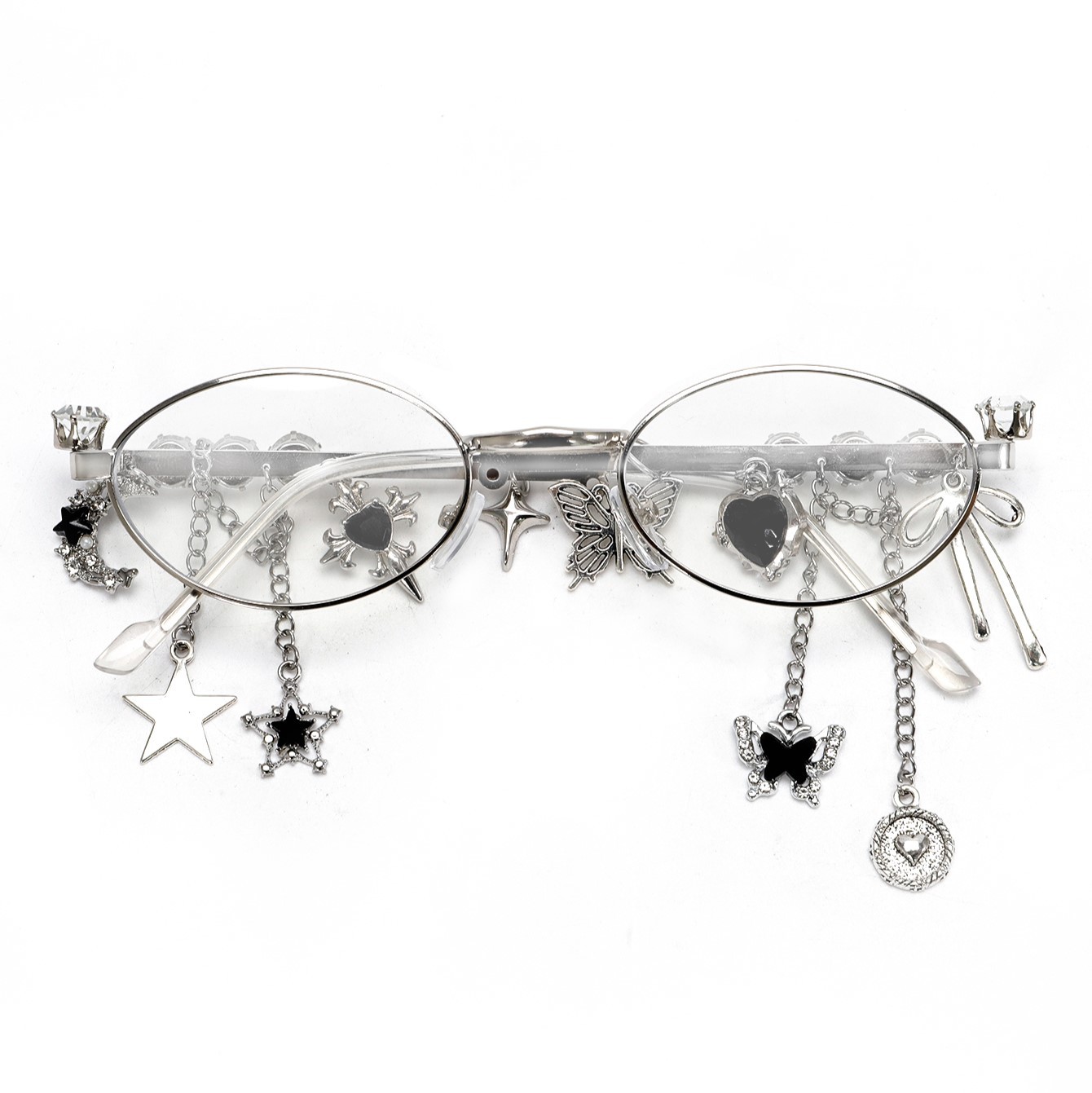 2025 nueva personalidad dulce y cool marco de gafas chica picante pequeña flor de cerezo con estrellas diamantes marco elíptico conjunto de tarjetas japonés