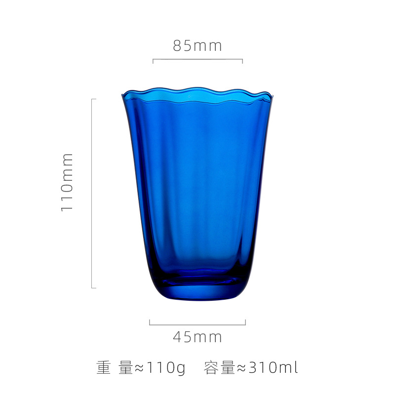 Retro blue lace flowers high-end water cup