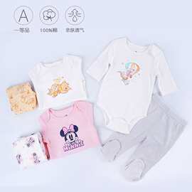 批发新款A类男女宝宝包屁衣连脚裤套装卡通纯棉爬服裤子宝宝衣服
