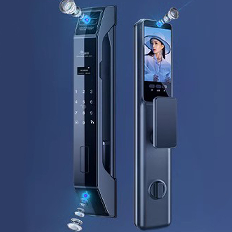 Cerradura automática de huellas dactilares puerta antirrobo doméstica cerradura inteligente de identificación facial cerradura de puerta graffiti cerradura electrónica visual ojo de gato