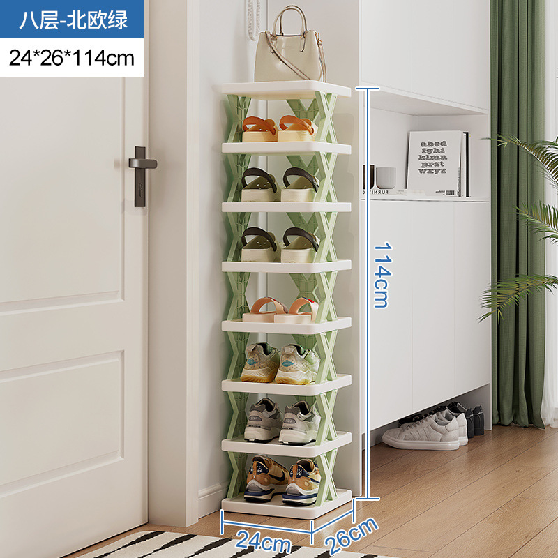 Zapatero Puerta de inicio simple entrada de almacenamiento artefacto ahorro de espacio en capas partición de múltiples capas de plástico pequeño gabinete de zapatos estrecho