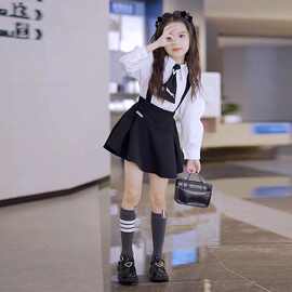 女童春秋学院风套装韩版儿童中大童时髦洋气长袖衬衫背带裙两件套