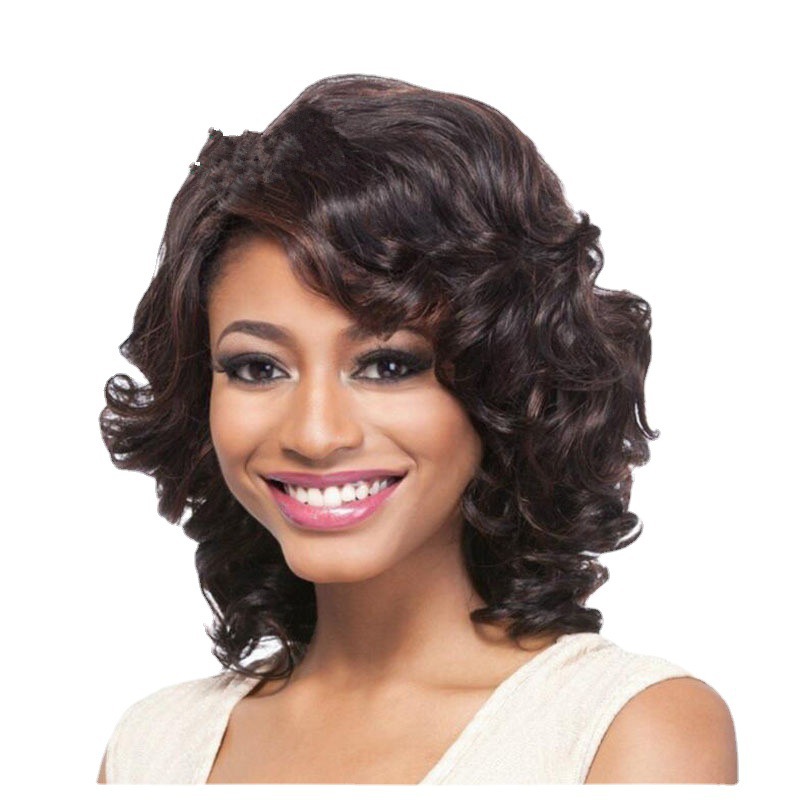 Amazon nuevos productos cruzados venta caliente pelucas europeas y estadounidenses pelucas damas color gradiente rizos cortos pelucas de fibra química